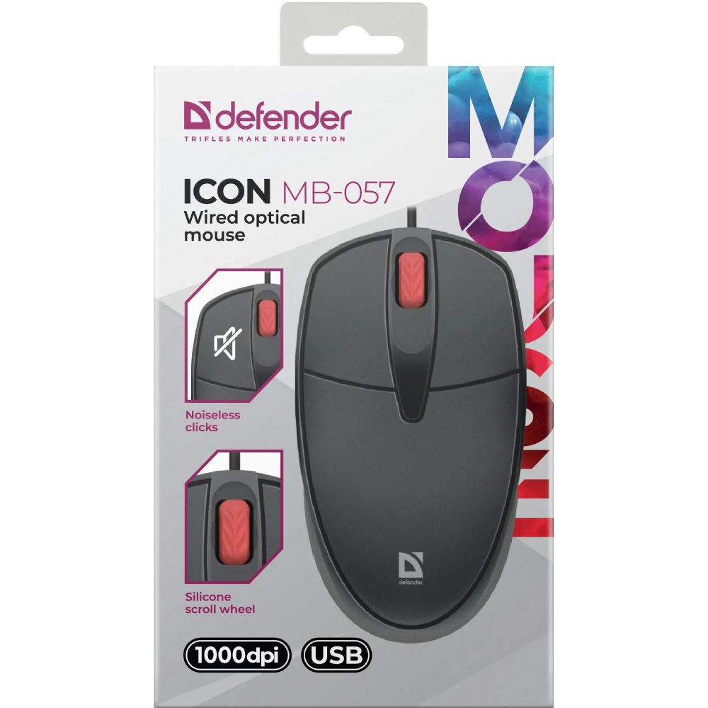 Мышь DEFENDER Icon MB-057 Black (52057) Тип подключения проводное