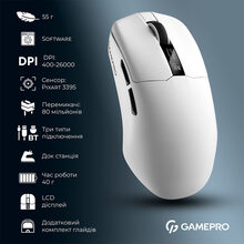 Миша GAMEPRO Asgard Thor PAW3395 Wireless White (GM023W)