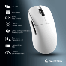 Мышь GAMEPRO Asgard Odin 8K PAW3950 Wireless White (GM035W)
