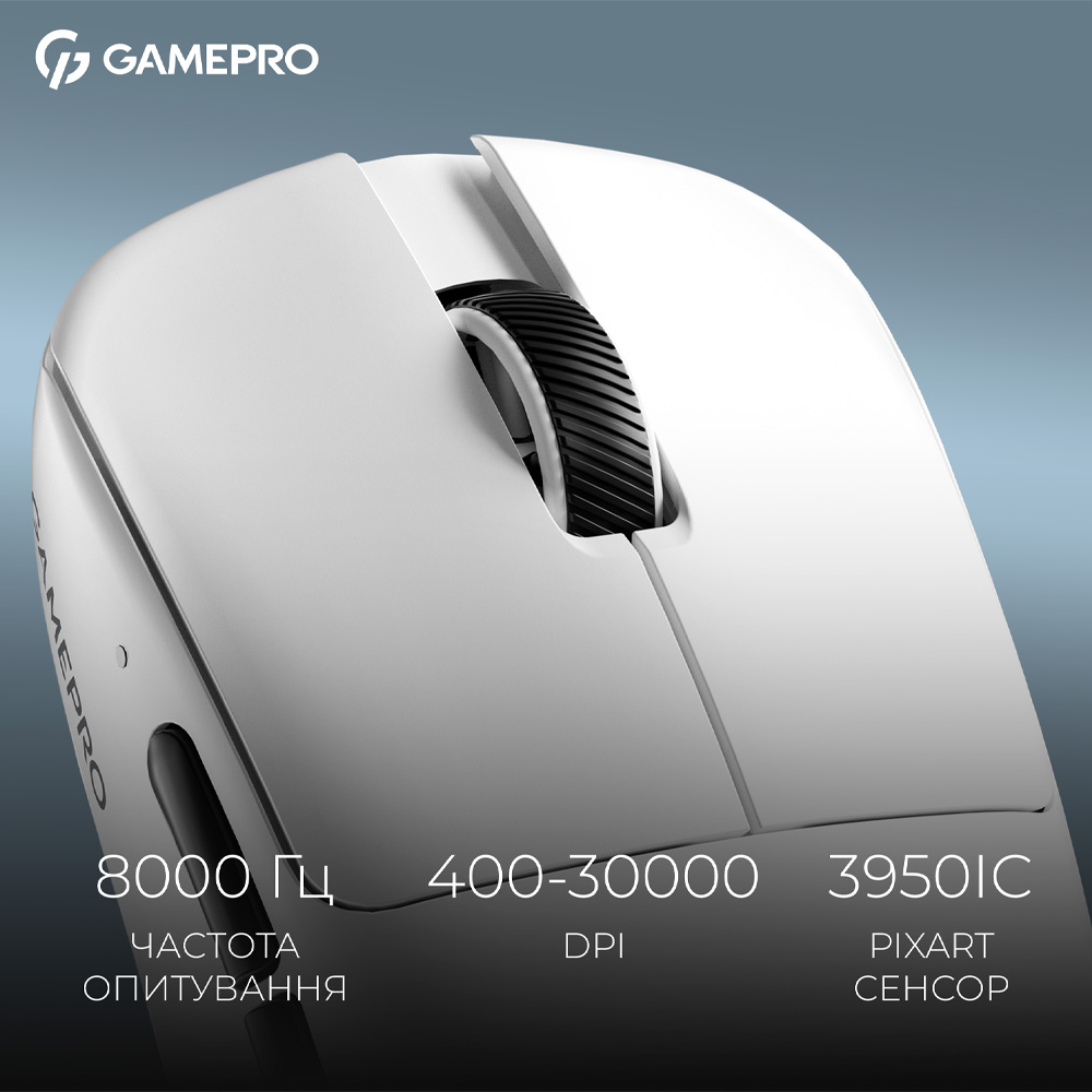 Зображення Миша GAMEPRO Asgard Odin 8K PAW3950 White (GM035W)