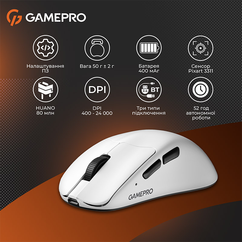 Фото 15 Миша GAMEPRO Genesis Avenger White (GM096W)
