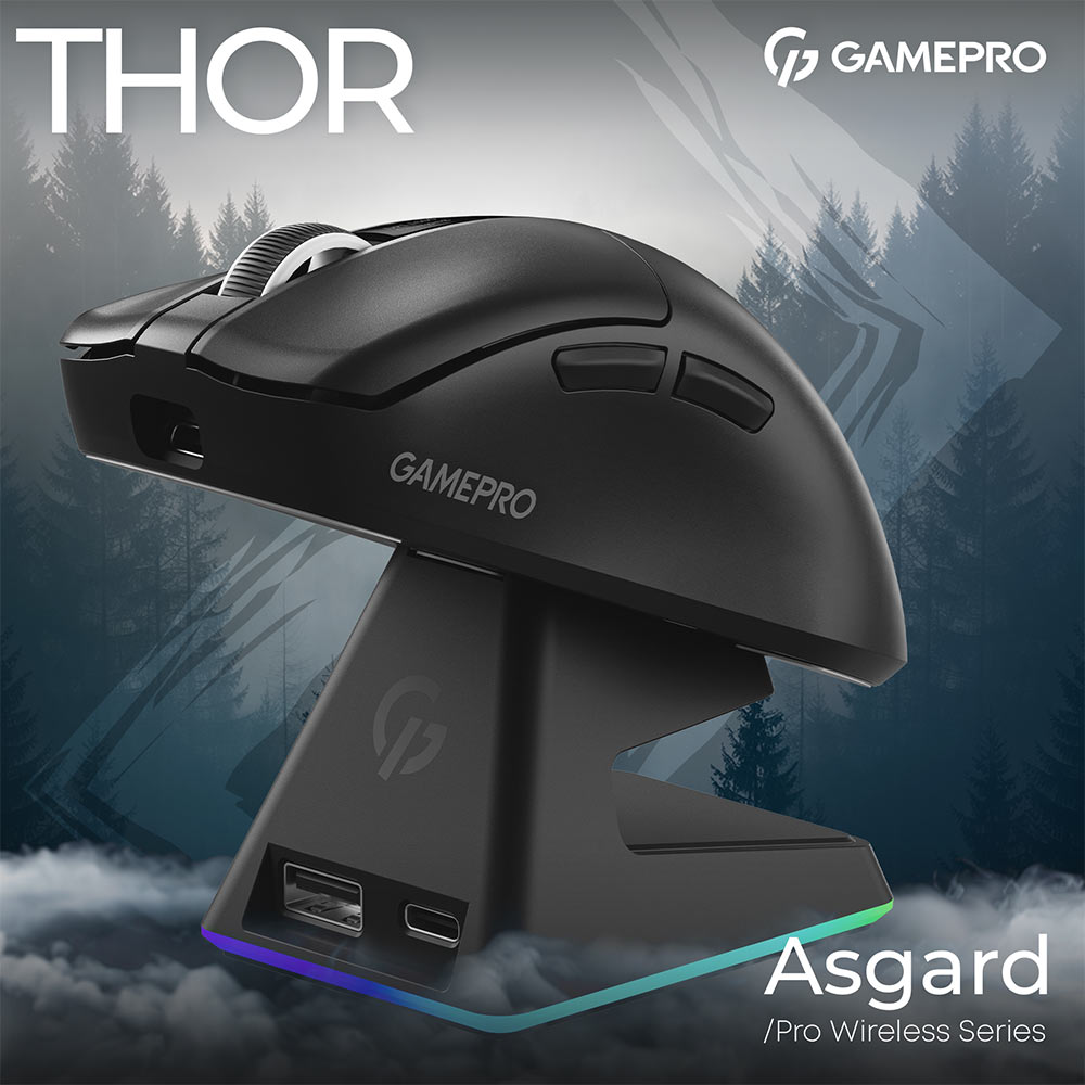Миша GAMEPRO Asgard Thor PAW3395 Wireless Black (GM023B) Дротове підключення USB