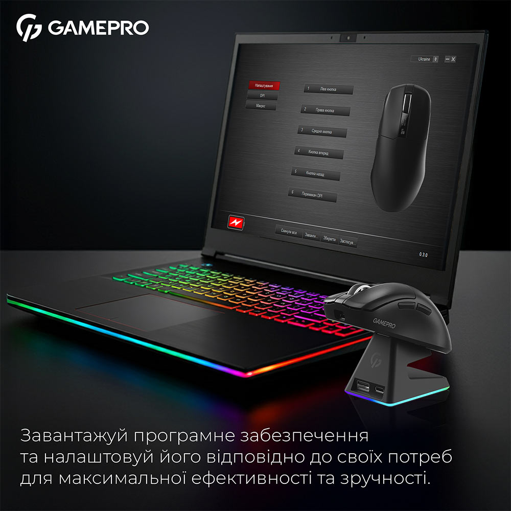 Зображення Миша GAMEPRO Asgard Thor PAW3395 Wireless Black (GM023B)