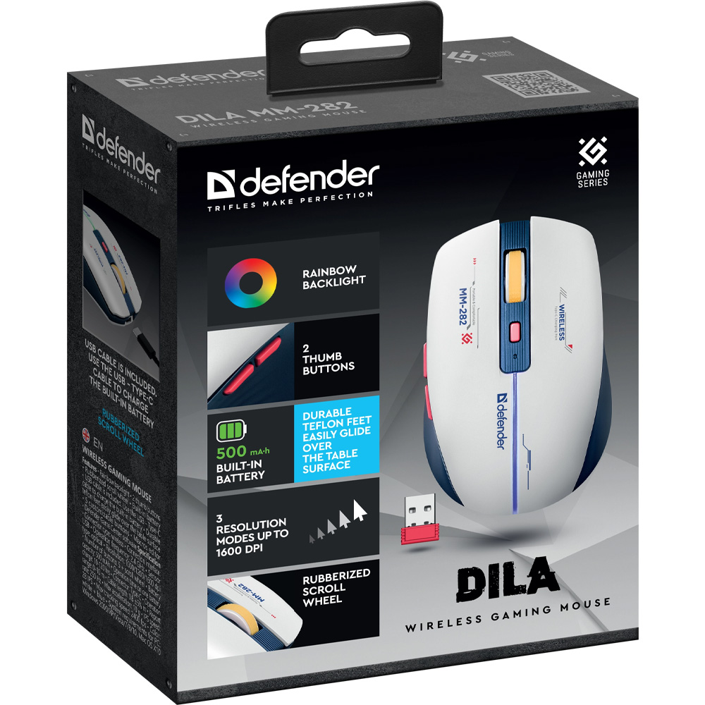 Внешний вид Мышь DEFENDER Dila MM-282 White-Blue (52282)