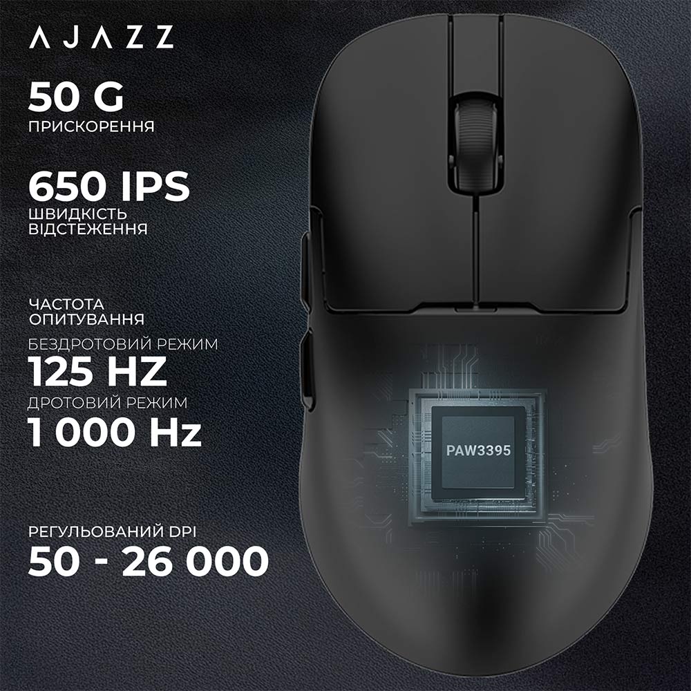 Зображення Миша AJAZZ AJ159 Pro Wireless Black (AJ159-PRO-B)