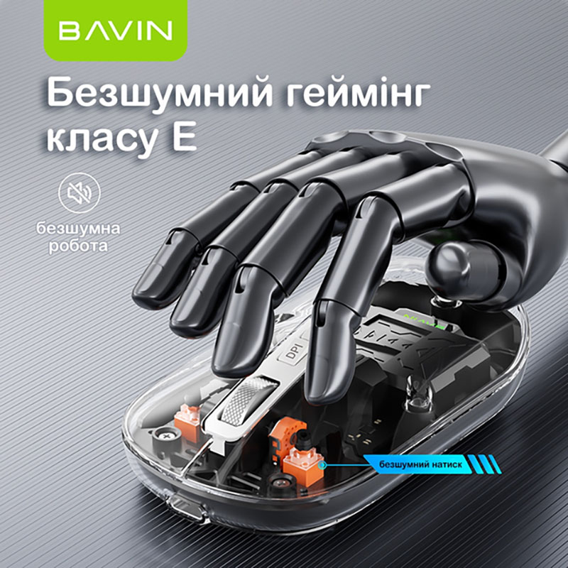 Зовнішній вигляд Миша BAVIN G-K-993 Wireless 2.4G Plug-and-play DPI Bluetooth 5.1 Black (G-K-993-BK)