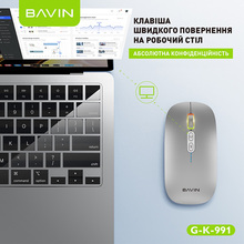 Миша BAVIN G-K-991 RGB Wireless 2.4G Plug-and-play DPI Bluetooth 5.1 Silver (G-K-991-SV)