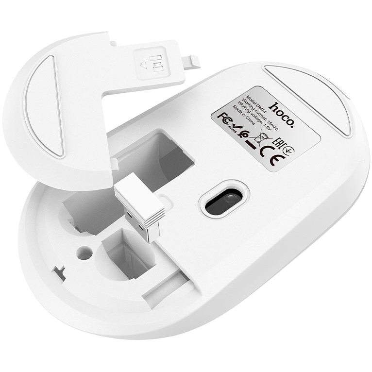 Мышь HOCO GM14 Platinum White Комплектация мышь, USB-приемник, инструкция