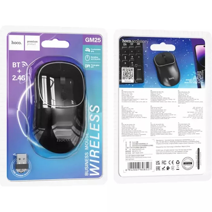 Мышь HOCO GM25 Royal Dark Night Black (6942007608527) Беспроводное подключение Bluetooth + RF