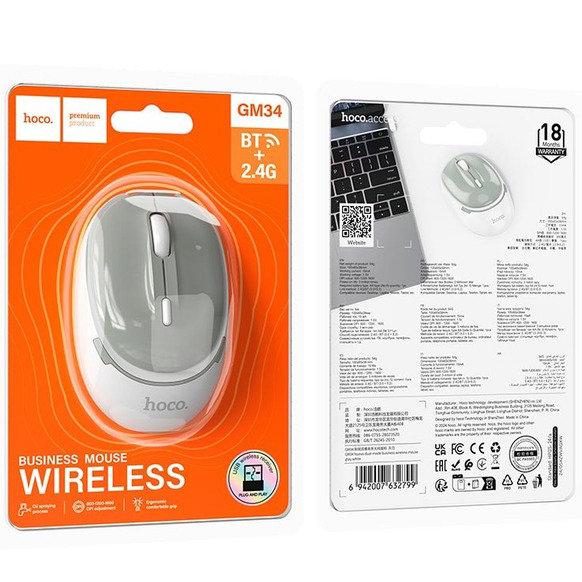 Мышь HOCO GM34 Nuevo (6942007632799) Беспроводное подключение Bluetooth + RF