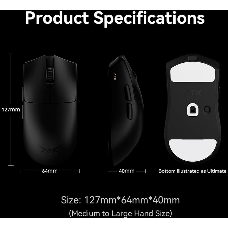 Миша ATK Blazing Sky X1 Ultimate Black (ATK-X1-ULTI-BLK) Тип підключення комбіноване