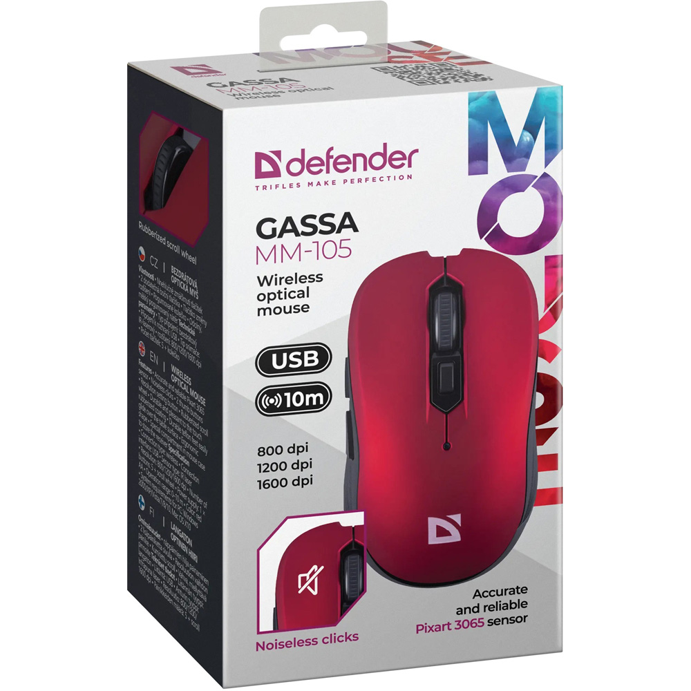 Миша DEFENDER Gassa MM-105 Red (52103) Миша DEFENDER Gassa MM-105 Red (52103) Бездротове підключення RF