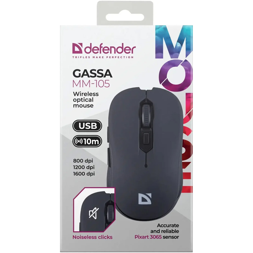 Миша DEFENDER Gassa MM-105 Вlack (52105) Зовнішній вигляд Миша DEFENDER Gassa MM-105 Вlack (52105)