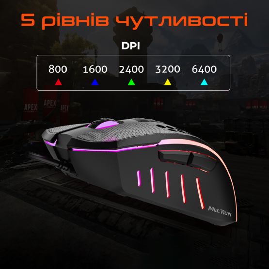 Мышь MEETION MT-GM015-A Black Тип подключения проводное