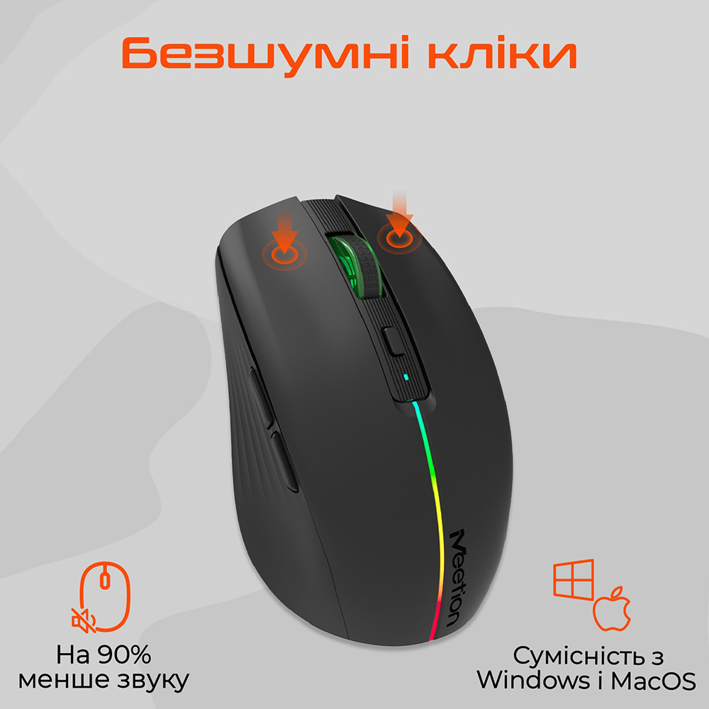 Мышь MEETION BTM002 Black (MT-BTM002-A) Комплектация мышь; USB нано-приемник; инструкция пользователя