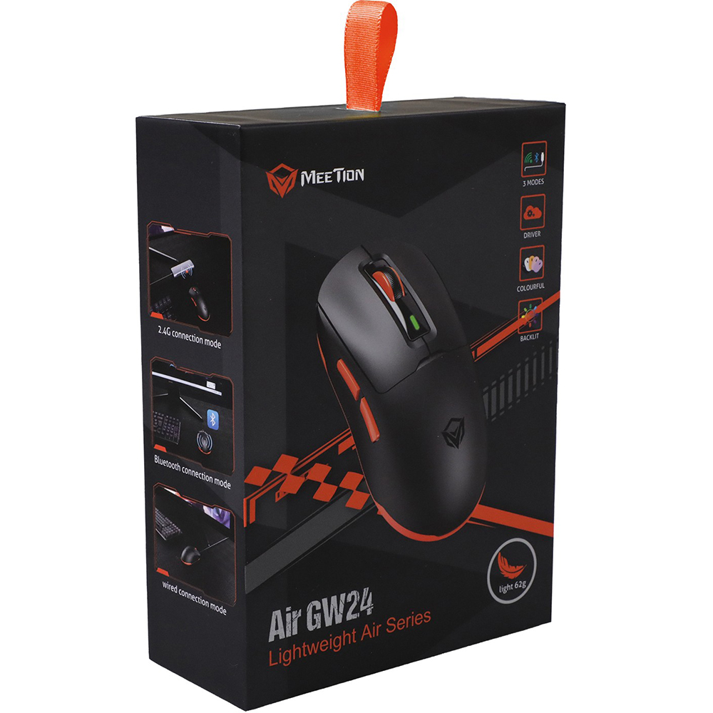 Мышь MEETION GW24 Black (MT-GW24-A) Комплектация мышь; кабель Type-C; адаптер; инструкция пользователя