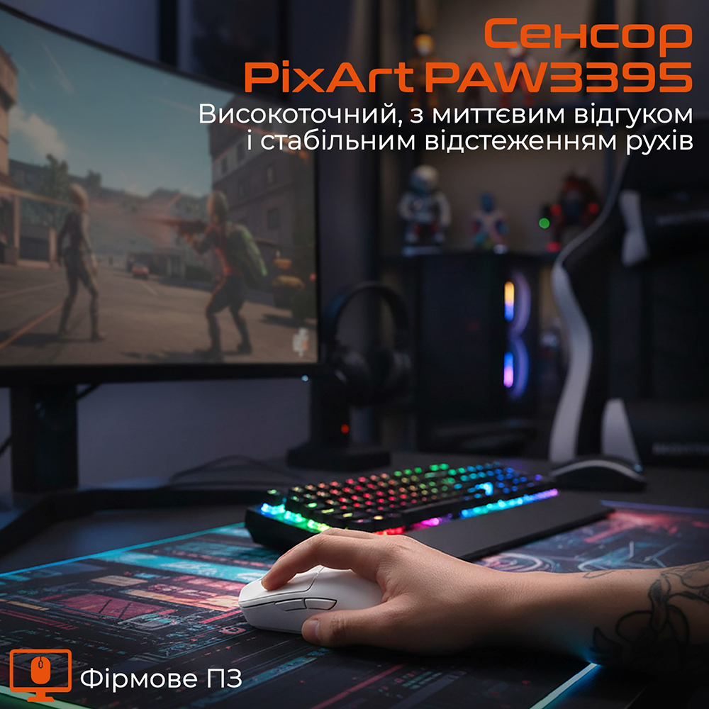 Мышь MEETION GW40 Pro White (MT-GW40_PRO-B) Проводное подключение USB