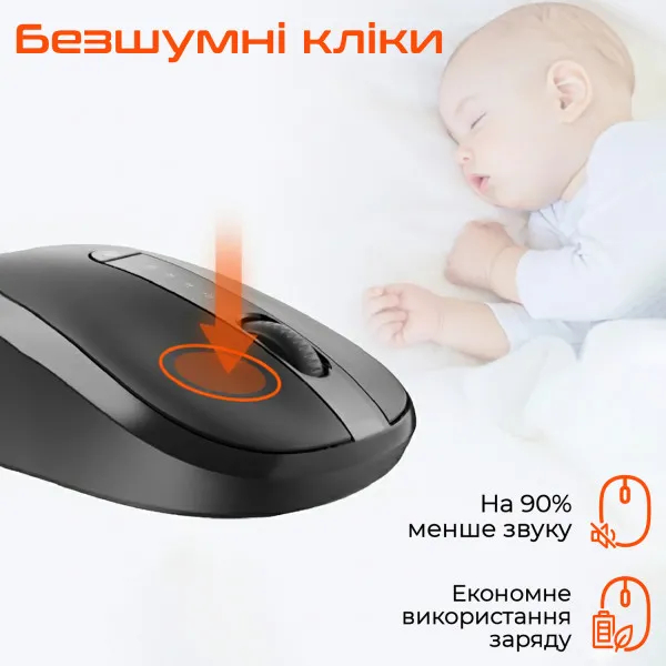 Мышь MEETION MT-BTM185 Black (MT-BTM185-A) Беспроводное подключение Bluetooth + RF