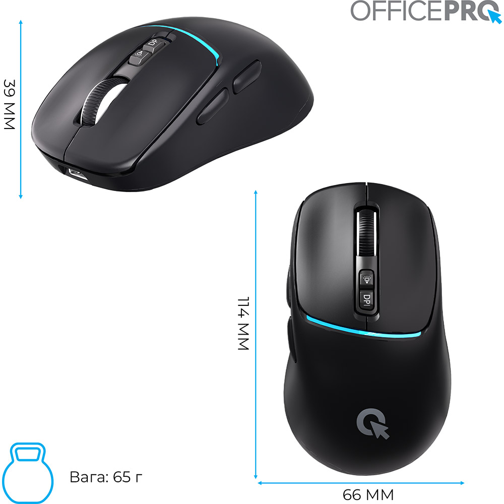 Зображення Миша OFFICEPRO M468B Silent Click Wireless Black