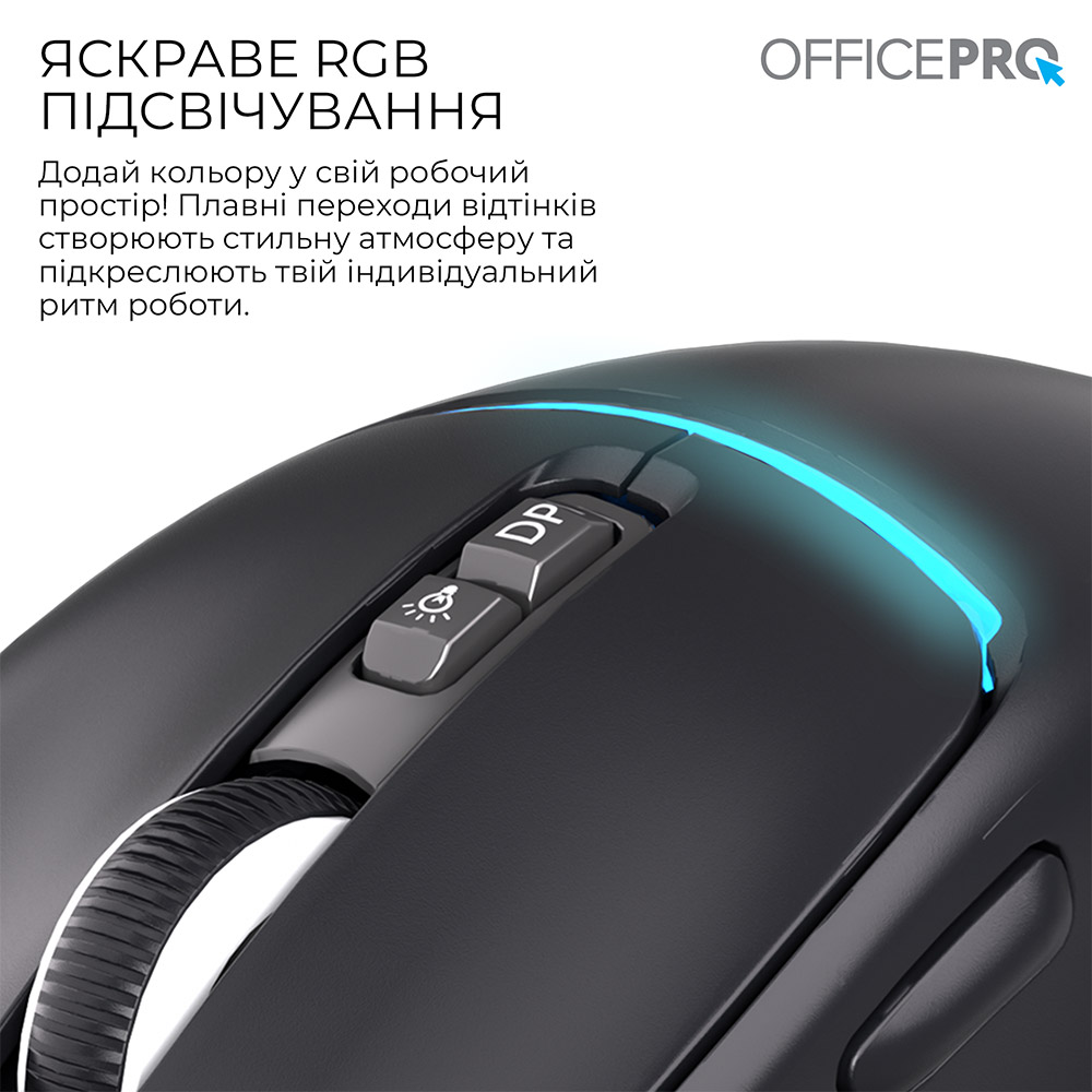 Зовнішній вигляд Миша OFFICEPRO M468B Silent Click Wireless Black