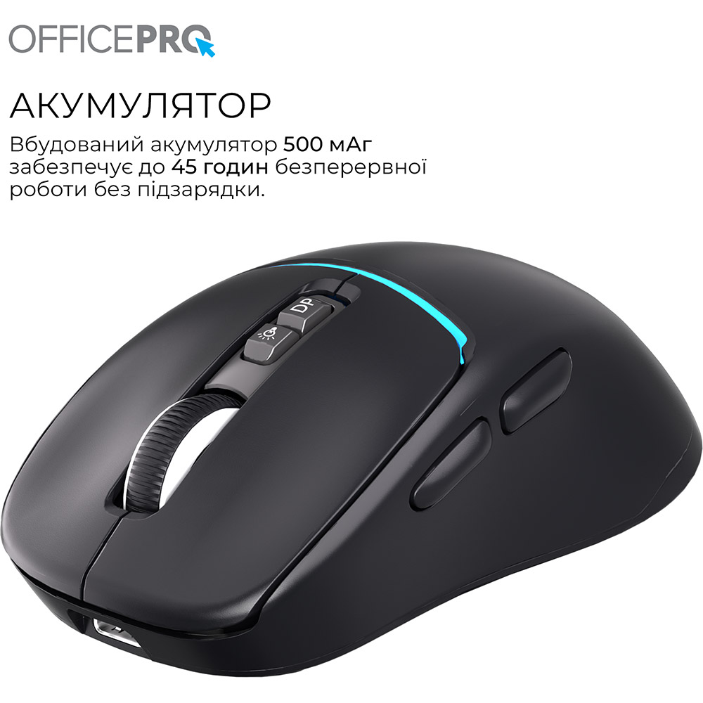 Миша OFFICEPRO M468B Silent Click Wireless Black Бездротове підключення Bluetooth + RF