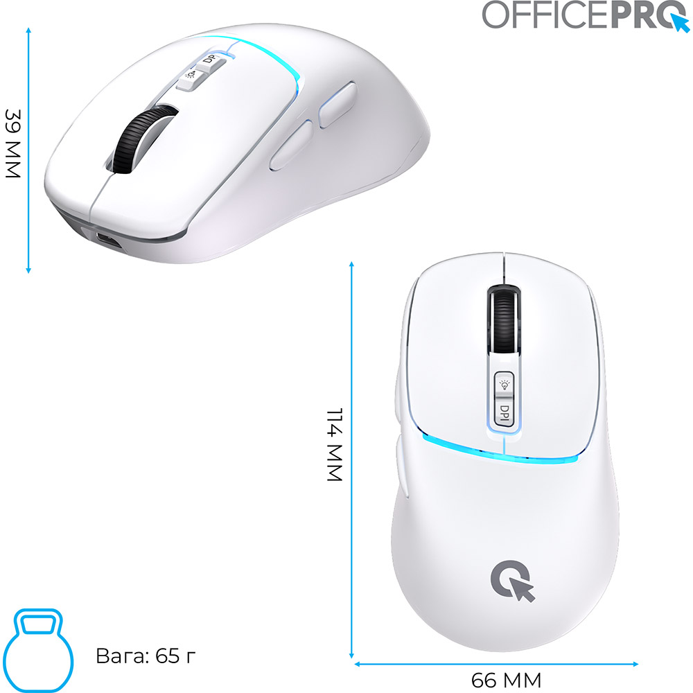 Зображення Миша OFFICEPRO M468W Silent Click Wireless White