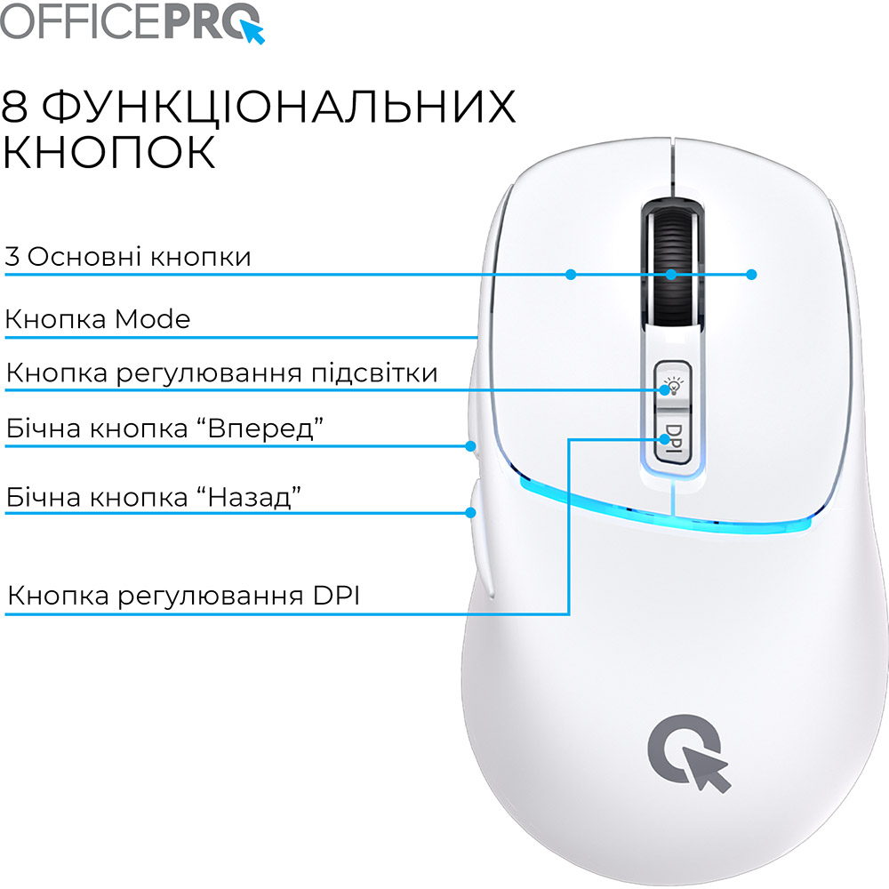 В інтернет магазині Миша OFFICEPRO M468W Silent Click Wireless White