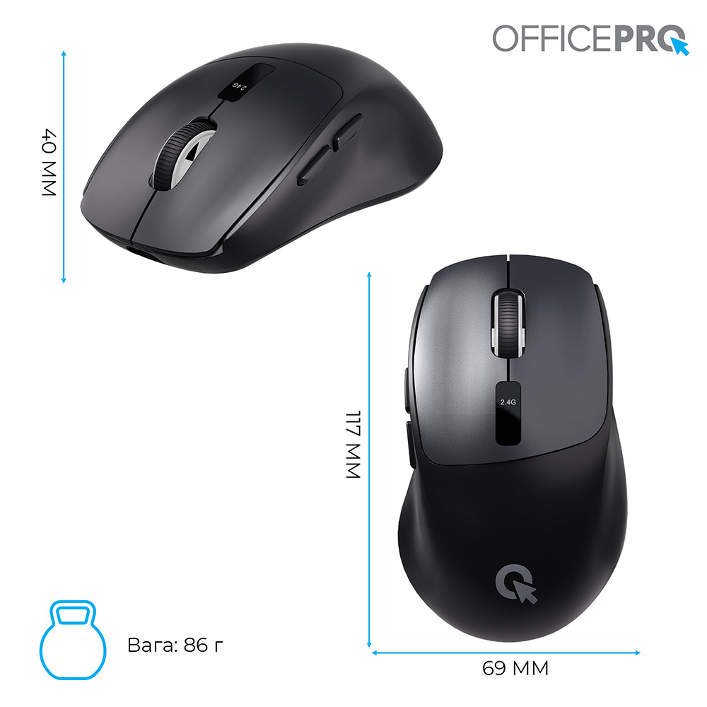 Зображення Миша OFFICEPRO M398B Silent Click Wireless Black