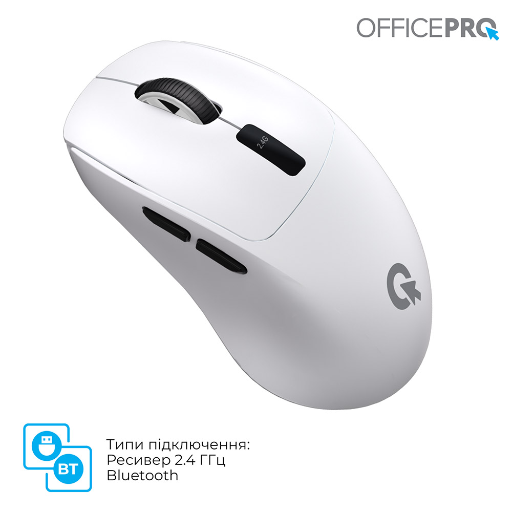 Миша OFFICEPRO M398W Silent Click Wireless White Бездротове підключення Bluetooth + RF