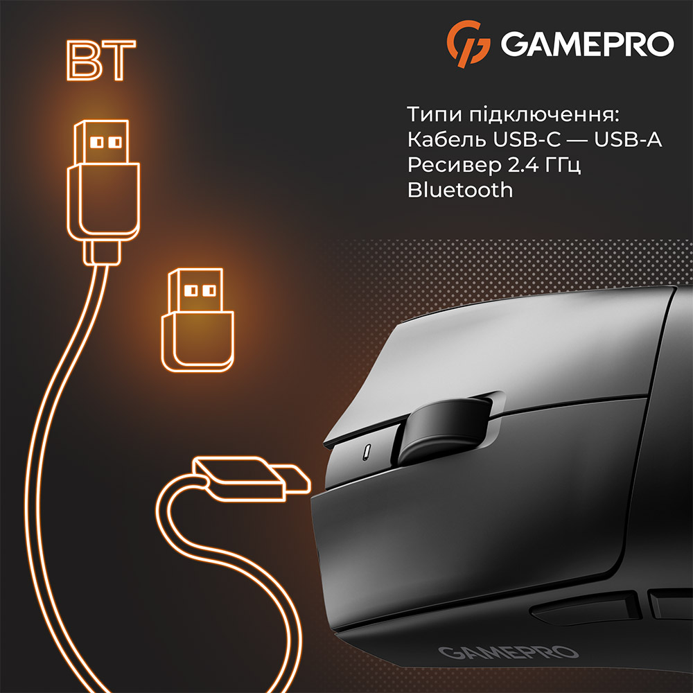 Зображення Миша GamePro Genesis Wizard Wireless/Bluetooth/USB Black (GM160B)