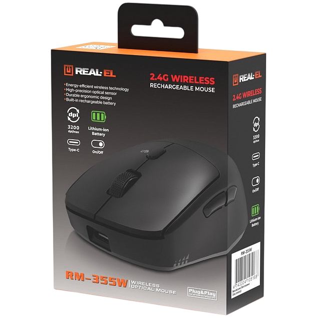 В інтернет магазині Миша REAL EL RM-355W Black (EL123200054)