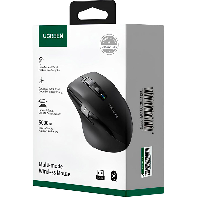 Мышь UGREEN M751 Ergonomic Contoured-Shape Black (45792) Тип подключения комбинированное