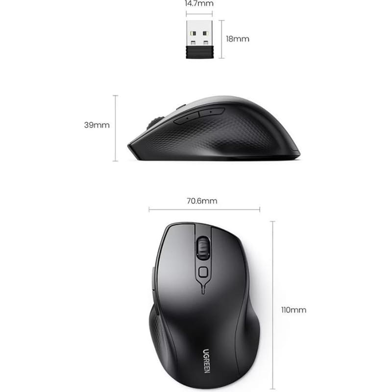 Фото Мышь UGREEN MU101 Wireless Black (90395)
