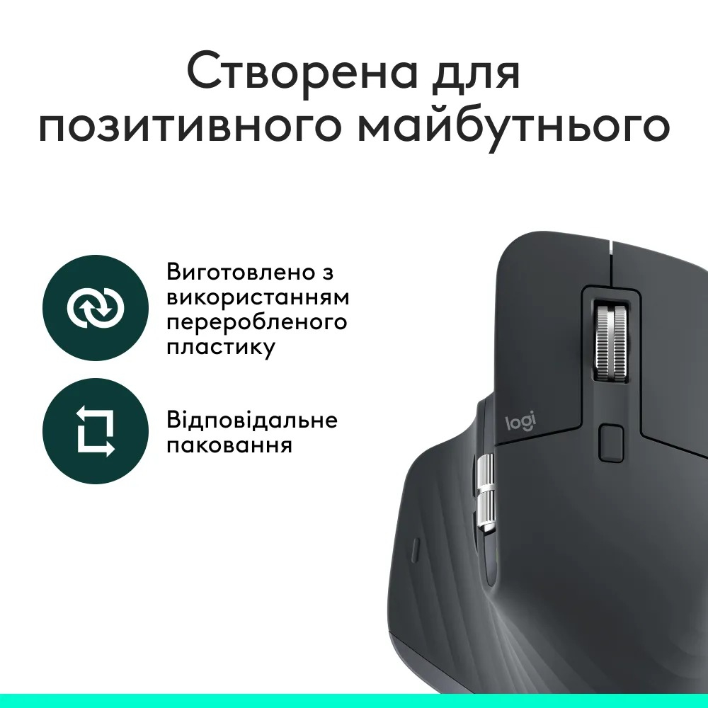 Миша LOGITECH MX Master 3S Performance Wireless GRAPHITE (910-007501) Тип підключення бездротове