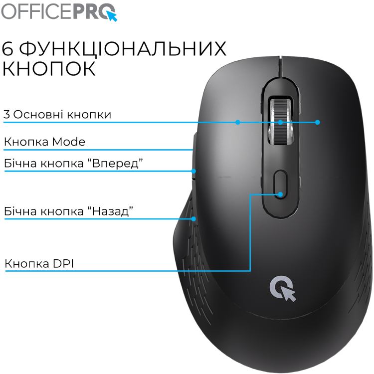 Внешний вид Мышь OFFICEPRO M265B Wireless Silent Click Black (M265B)