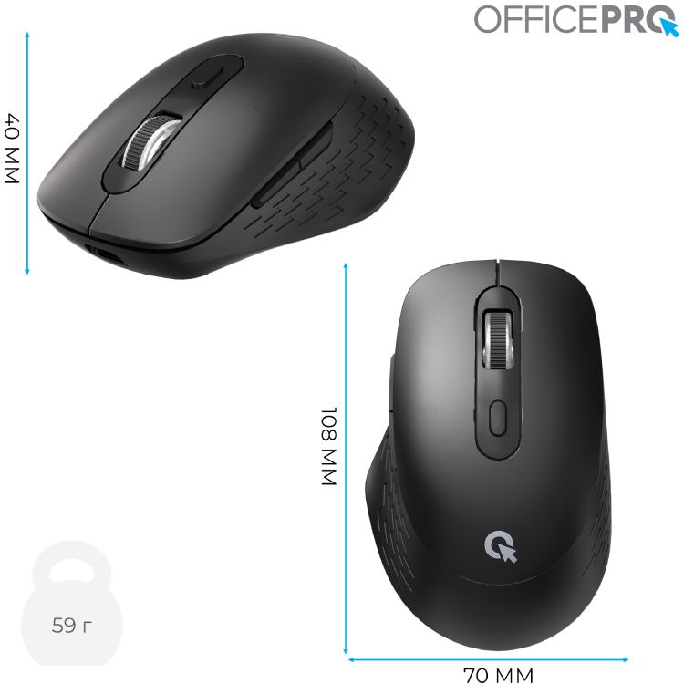 В интернет магазине Мышь OFFICEPRO M265B Wireless Silent Click Black (M265B)
