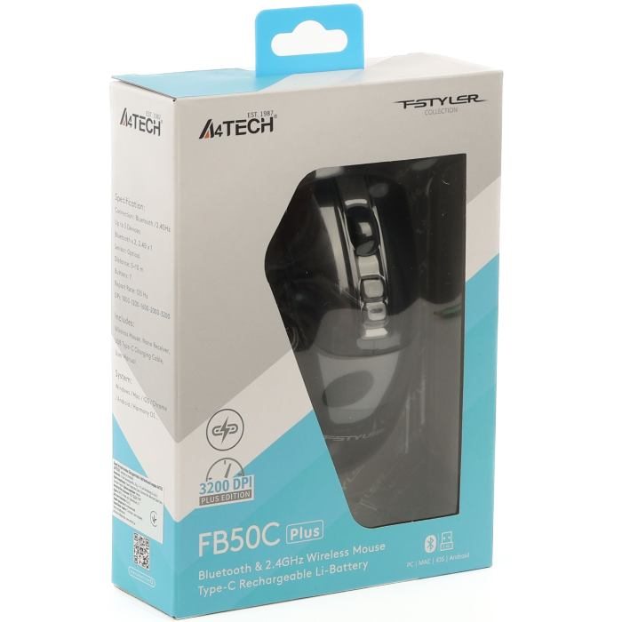 В Фокстрот Мышь A4TECH Fstyler FB50C Plus Black