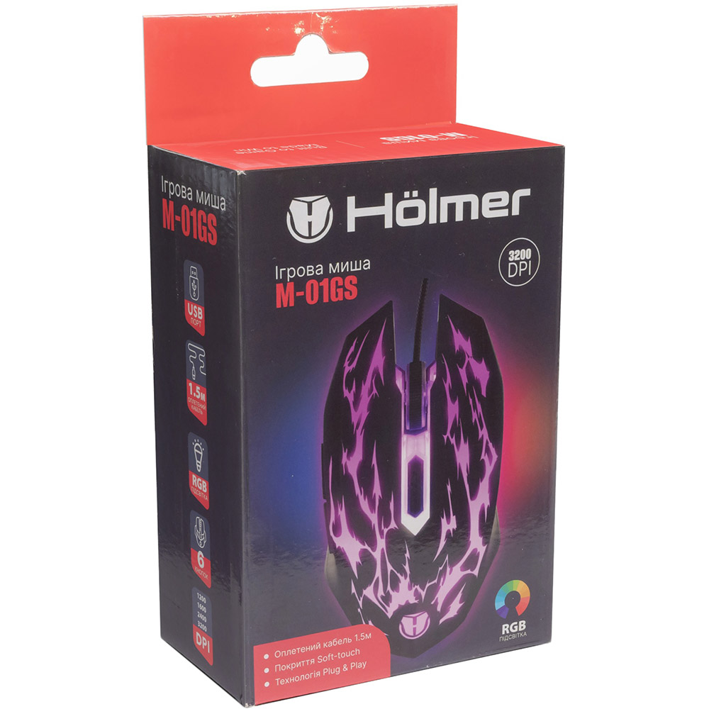 В интернет магазине Мышь HOLMER M-01GS Black/Silver