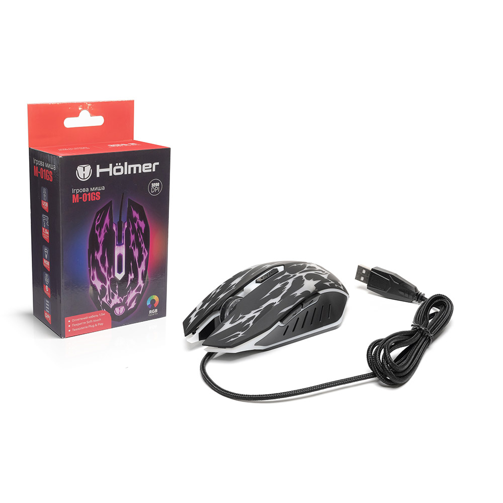 Мышь HOLMER M-01GS Black/Silver Тип подключения проводное