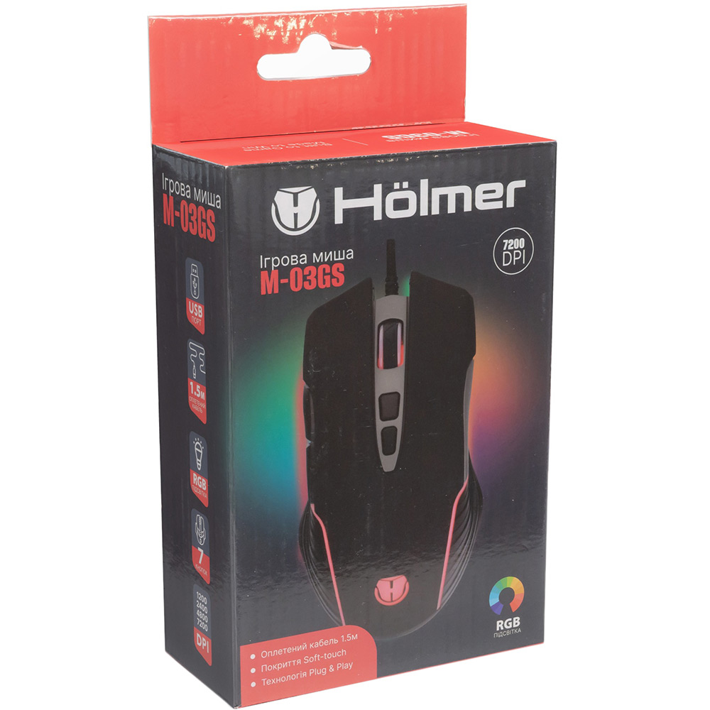 Фото 19 Миша HOLMER M-03GS Black/Silver