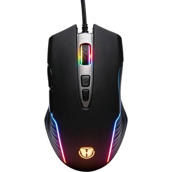 Мышь HOLMER M-03GS Black/Silver Дополнительно Покрытие Soft-Touch; прорезиненное колесо прокрутки; две кнопки для регулировки DRI; 3 режимы подсветки; частота обновления: 7000fps; максимальная скорость отслеживания: 60ips; ресурс колеса прокрутки: 300000 об/; ресурс клавиш: 5000000 нажатий