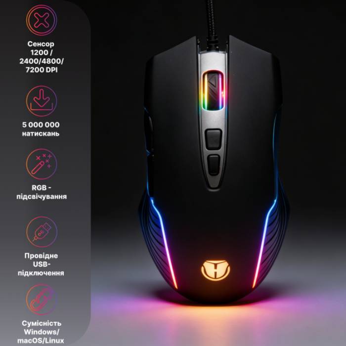 Мышь HOLMER M-03GS Black/Silver Тип подключения проводное