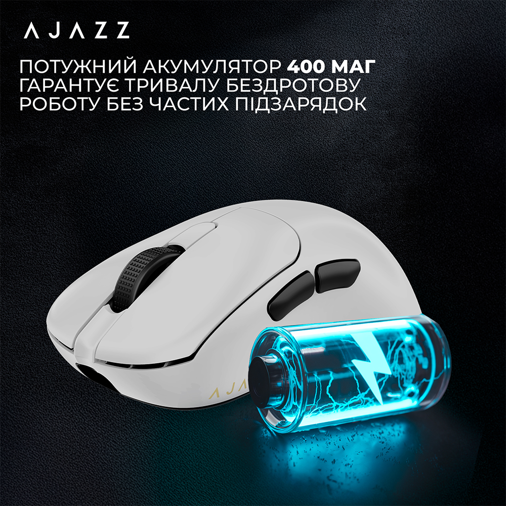 Изображение Мышь AJAZZ AJ179P MC Charging Dock Wireless/Bluetooth/USB White (AJ179P-MC-W)