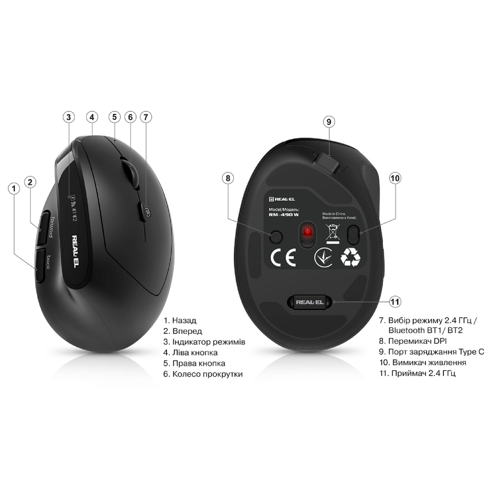 Покупка Миша REAL EL RM-490W Black (EL123200058)