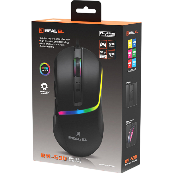Замовити Миша REAL EL RM-530 Black (EL123200053)