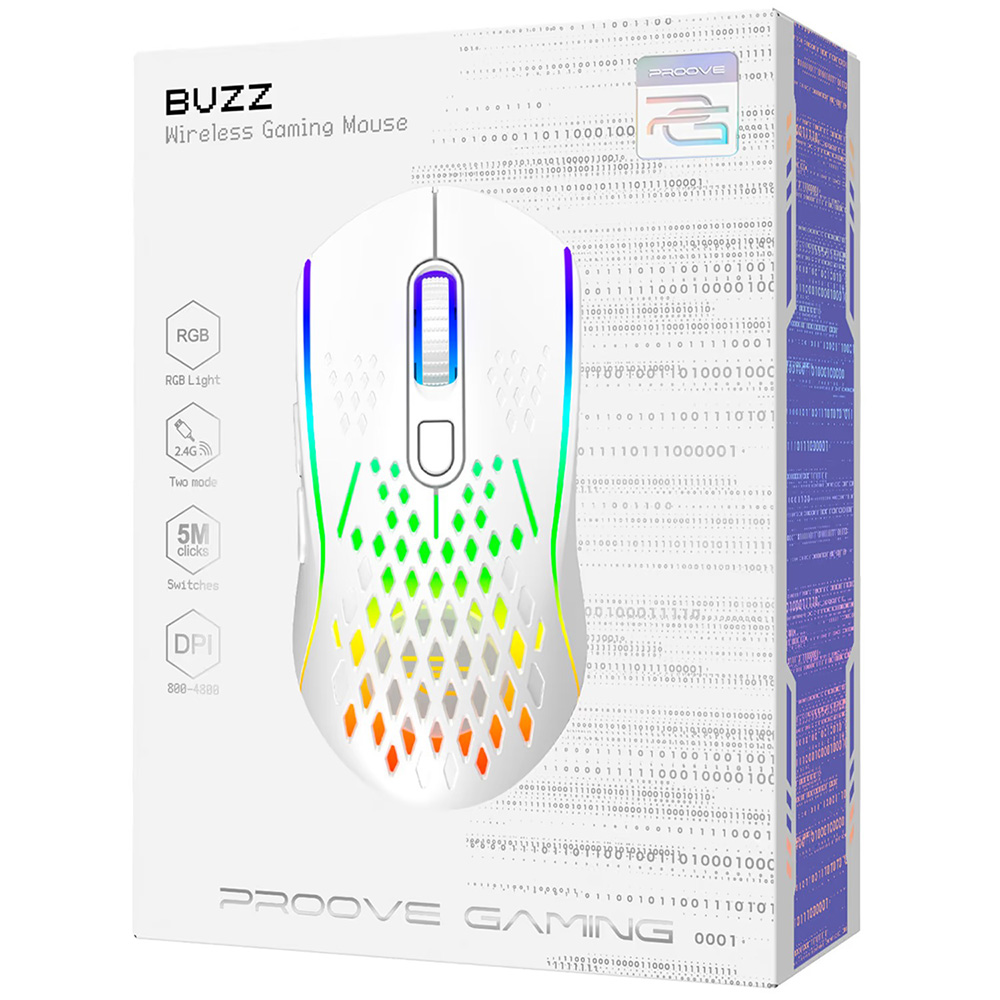 Мышь PROOVE GAMING Buzz white (WMBU00022402) Беспроводное подключение RF