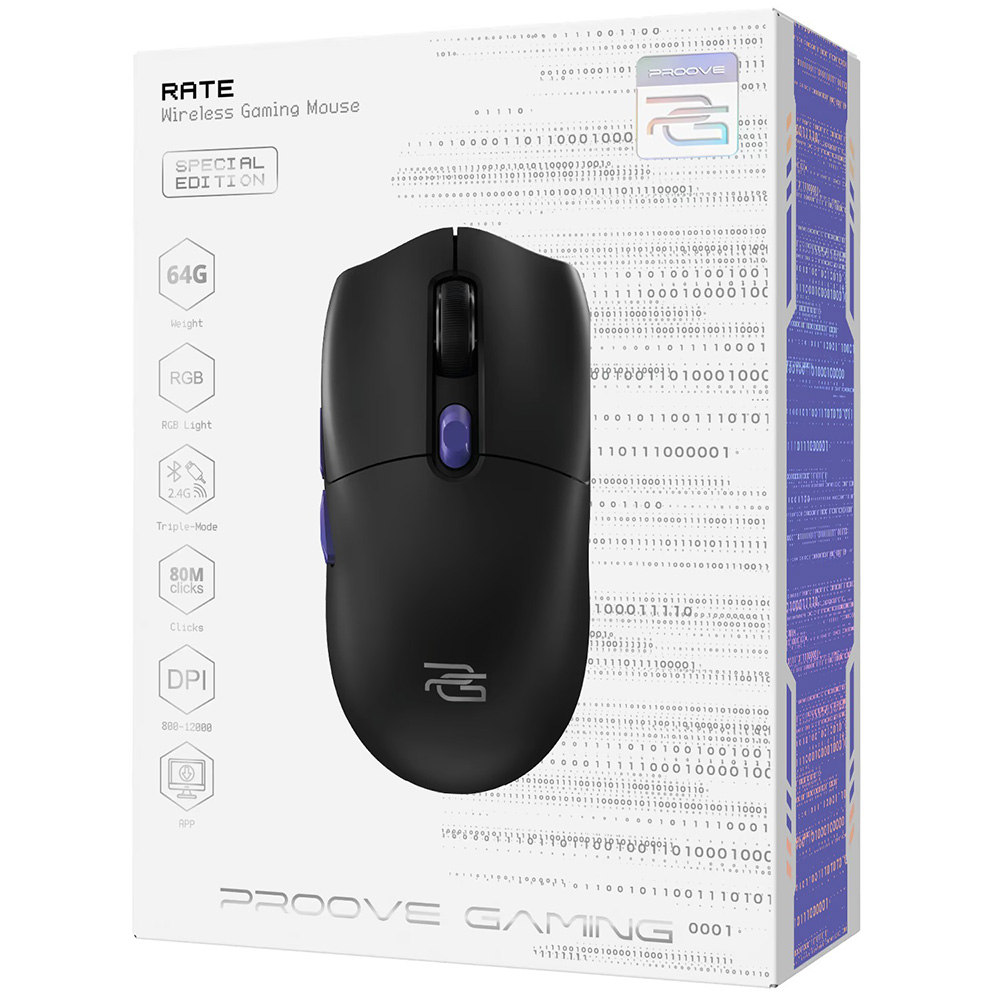 Мышь PROOVE GAMING Rate Special Edition black/purple (CMRTWRS03001) Тип сенсора оптический
