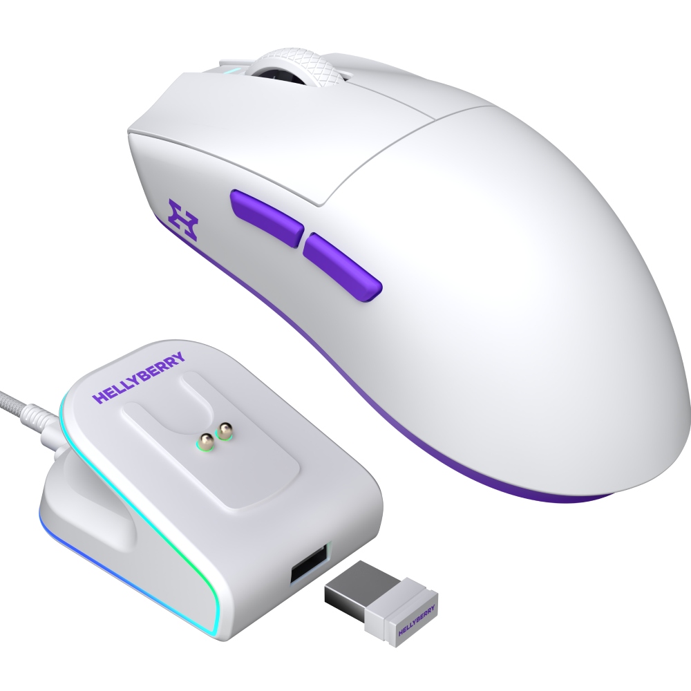 Миша HATOR Hellyberry HM47 wireless White-Violet (HM47_white_violet) Додатково Сенсор: PixArt PMW 3311, DPI за замовчуванням: 400/800/1600/2400/3200/6400/12000; Прискорення: 35G; Час роботи у бездротовому режимі: до 50 год; Час заряджання: 2 год; Частота опитування: до 1000 Гц; Місткість акумулятора: 300 мАг; Вбудована пам'ять
