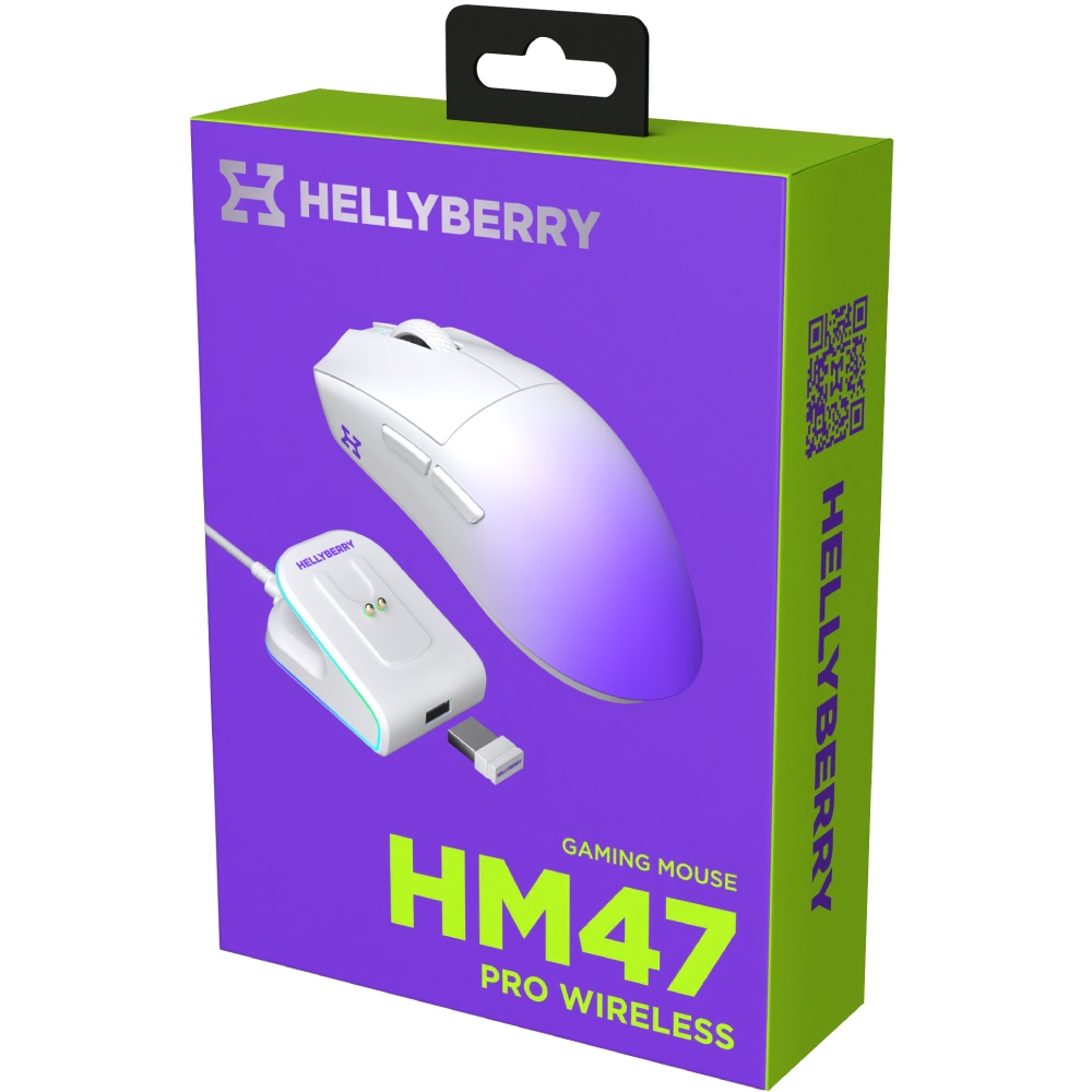 Зображення Миша HATOR Hellyberry HM47 PRO бездротовий White-Violet gradient (HM47PRO_white_violet)