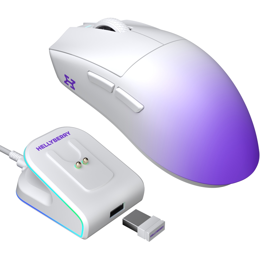 Миша HATOR Hellyberry HM47 PRO бездротовий White-Violet gradient (HM47PRO_white_violet) Додатково Сенсор: PixArt PAW3395, DPI за замовчуванням: 400/800/1600/2400/3200/6400/26000; Прискорення: 50G; Час роботи у бездротовому режимі: до 50 год; Час заряджання: 2 год; Частота опитування: до 1000 Гц; Місткість акумулятора: 300 мАг; Вбудована пам'ять